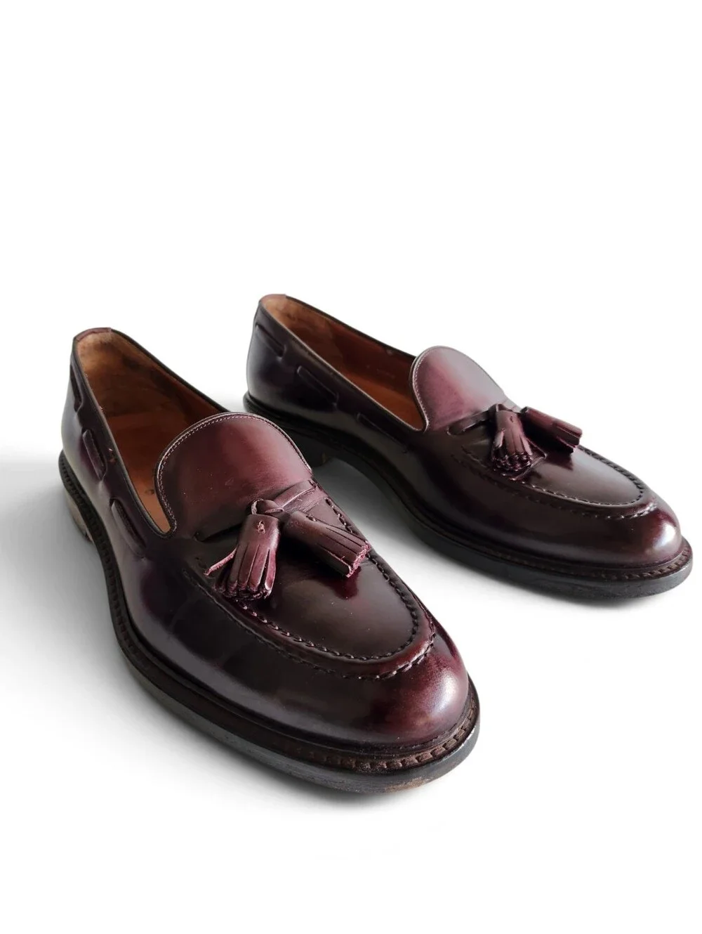 Polo Ralph Lauren Maestra Tassel Calfskin Loafer Sz 10 Cordovan Made in Italy